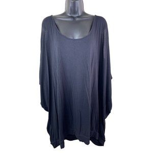 Lascana by Venus Top Womens Plus Size 2X Solid Black Cold Shoulder Tie in Back